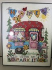 Cross Stitch Happy Camper  Framed 10 X 8   