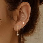 Women s Fashion Earring Rhombus Inlaid Rhinestones Pendant Ear Buckle Copper