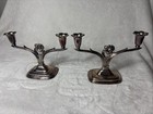 Vintage 1847 Rogers Bros Daffodil Silverplate 2 Arm Candelabra Pair 1950s Usa 7 