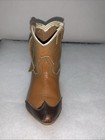 Vtg 1950   s Infants Size 1 leather Cowboy Boots Brown Zip Snap Pointed Toe Mexico