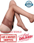 Fully Fashioned Stockings Nylons Seamed Cuban Heel Key Hole Welt Coffee M New