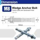 10pcs 5 16     4  Concrete Anchor Bolts  Zinc Plated Carbon Steel Wedge Anchor   