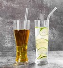12 Pcs Reusable Glass Straws 6 Straight   6 Bent With 2 Cleaning Brush 10 x10mm
