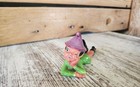 Vtg Holland Mold  Ceramic 1960s Pixie Elf Girl 2  Figurine Purple green  Boots 