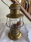 Antique C t  Ham Mfg Co   Brass Railroad Lantern W globe