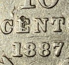 1887 H Nicaragua 10 Centavos Silver  Km-6