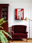11x14 Original Dalmatian Dog Painting Red White Pet Portrait Canvas Wall Art