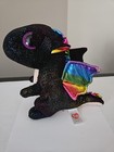 Ty Beanie Boo Babies Black Dragon Anora Plush 6  Stuffed Toy Rainbow Color Wings