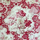 1890 Antique French Pink Floral Fabric Material Old Red Khaki Material Belle Ep