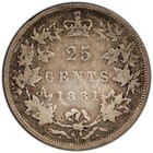 Canada 1881-h 25 Cents Quarter Silver Coin - Vg