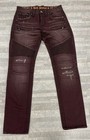 New Rock Revival Men s Jack Biker Stitched Jeans In Burgundy Size  32