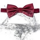 Mens Solid Color Double Fold Pre-tied Bow Tie And Pocket Square Wine Red