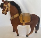 Vintage Model Horse Realistic Figure Real Hair Glass Eyes Saddle 10  Tall Brown