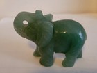 Vintage-green Jade Elephant Miniture Figurine  hand Carved  Polished  Very Nice 
