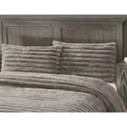 Frye Pillow Sham Bedding Gray Faux Fur Channel Stripe King Super Soft 40x20  Euc