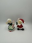 Vintage Christmas Japan Golfing Santa Mrs  Claus Salt   Pepper Shakers Rare