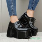 2026 Women s High Block Heel Platform Lace Up Shoes Square Toe Party Punk Pumps
