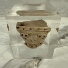Authentic Pre Columbian Pottery Effigy Fragment Encased In Lucite Cube 3 5   