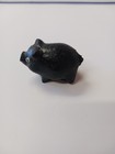  Sweet Handcrafted Coal Black Googly Eyed Pig 2 Inches Vintage