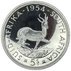 South Africa 1954 Proof Elizabeth Ii 5 Shillings 0 500 Silver - Bu