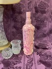 Decorative Wine Bottle Stained Glass Hand Painted Upcycled Shabby Chic Roses