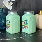 Green Jadeite Glass Depression Style Tulip Salt   Pepper Shakers Vintage Kitchen
