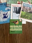 6  Vintage Christmas Piano Sheet Music W  Bonus 45 Record  Rudolph Torn Pics