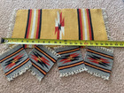 Vtg Ortega   s Weaving Shop Chimayo Hand Woven Table Runner 100  Wool Rug  Coaster