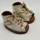Vintage White Leather Orthopedic Baby Shoes High Top Open Toe Lace Up Buckle