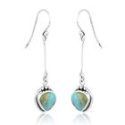Navajo Kingman Turquoise Dangle Earrings Sterling Silver Handcrafted Jewelry