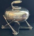 Silver Plated 19th Century Curling Stone Biscuit Box Victorian 1873 Very Rare 