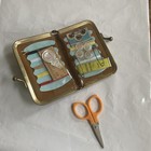 Vintage Mini Travel Sewing Kit Kiss Lock Wallet Western Germany 