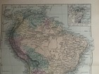 1891 South America Hand Coloured Original Antique Map By G w  Bacon