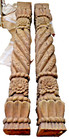 Antique Old Wood Hand Carved Columns Pillars Post Flower 93   Vintage