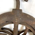 Antique Cast Iron Well Pulley  Farm Wheel Steampunk Industrial Collectible Tool