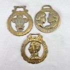 Brass Horse Medallion Vintage English Lot Of 3 Royal Wedding Charles Diana 1981