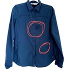 Rei Co Op Long Sleeve Button Up Shirt Teal Blue Hiking Outdoor Women180s Size S