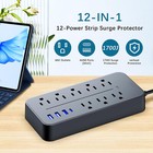Us Power Strip Surge Protector 8 Ac Outlets 3 Usb Ports Type C Port W  4ft Cable