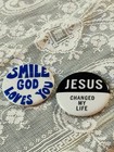 Vintage Christian Jesus   God Pinback Buttons Lot Church Fundraiser Religious