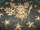 Vintage Hand Hooked Eagle   Stars 14-1 2  Table Mat Chair Pad