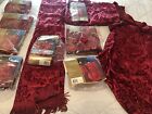 Set 6 Chair Covers-scarf-skirt  1 Tablecloth Flocked Satin Burgundy Holiday Nib 
