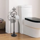 Toilet Paper Holder Black Metal Scrollwork Design Bathroom Tissue Paper Stand