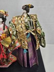 Vtg Japanese Washi Paper Dolls Samurai   Woman 10    Tall 2 Swords Kimono Fan Wood