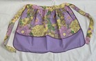 Womens Handmade Cotton Kitchen Apron Half Waist Reversible Purple Floral Pocket