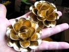 Two Large Metal Gold Colored Rose Flowers For Accents  Embellishments  Crafts