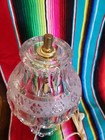 Gorgeous Rare Antique Sandwich Heavy All Glass Floral Bedside Table Lamp Ornate 
