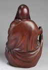 Chinese Hardwood Carved Buddha Statue  Engraved With Name At Base