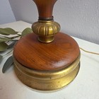 Vintage Mid Century Modern Tapered Wood And Brass Table Lamp Mcm 1960s Retro