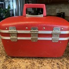 Vintage Red  samsonite Silhouette Hard Shell Train Luggage Case  No Key