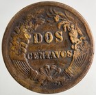 1878 Peru Dos 2 Centavos Coin   Fine Collectable Grade   A9202